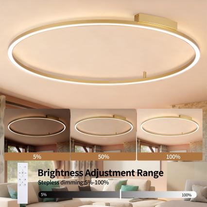 Brilagi - Plafonieră LED dimabilă PORTOFINO LED/85W/230V 3000-6000K Ø 120 cm auriu + telecomandă