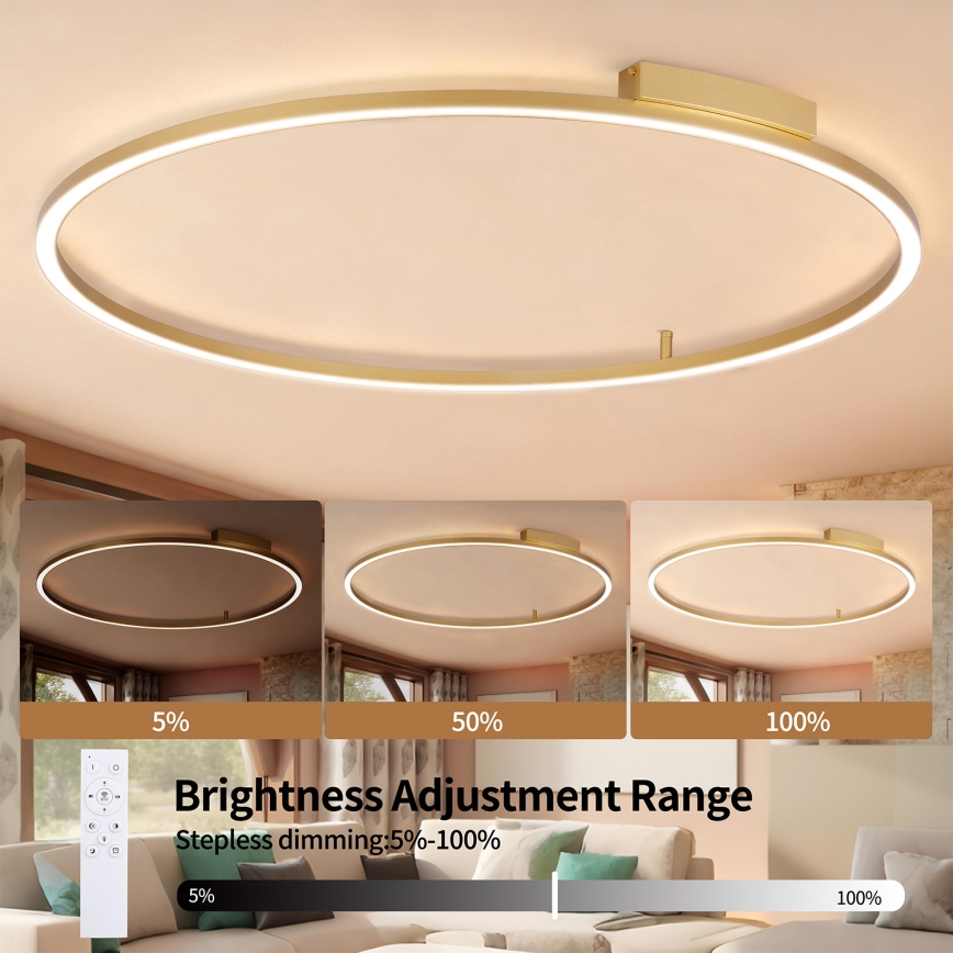 Brilagi - Plafonieră LED dimabilă PORTOFINO LED/85W/230V 3000-6000K Ø 120 cm auriu + telecomandă