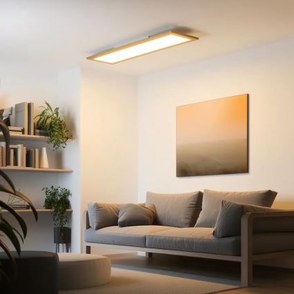 Brilagi - Plafonieră LED reglabilă SLIMFRAME WOOD LED/58W/230V 124x34 cm 3000-6000K maro + telecomandă
