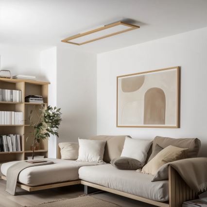 Brilagi - Plafonieră LED reglabilă SLIMFRAME WOOD LED/58W/230V 124x34 cm 3000-6000K maro + telecomandă