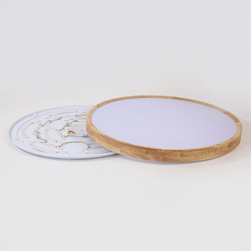 Brilagi - Plafonieră LED dimabilă WOODROUND LED/70W/230V 3000-6000K Ø 80 cm lemn CRI 90 + telecomandă