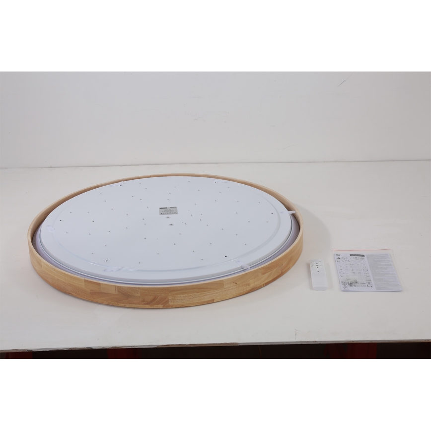 Brilagi - Plafonieră LED dimabilă WOODROUND LED/70W/230V 3000-6000K Ø 80 cm lemn CRI 90 + telecomandă