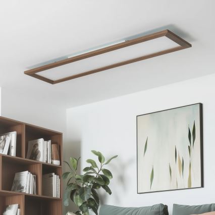 Brilagi - Plafonieră LED reglabilă SLIMFRAME WOOD, LED/58W/230V, 124x34 cm, 3000-6000K, maro închis + telecomandă