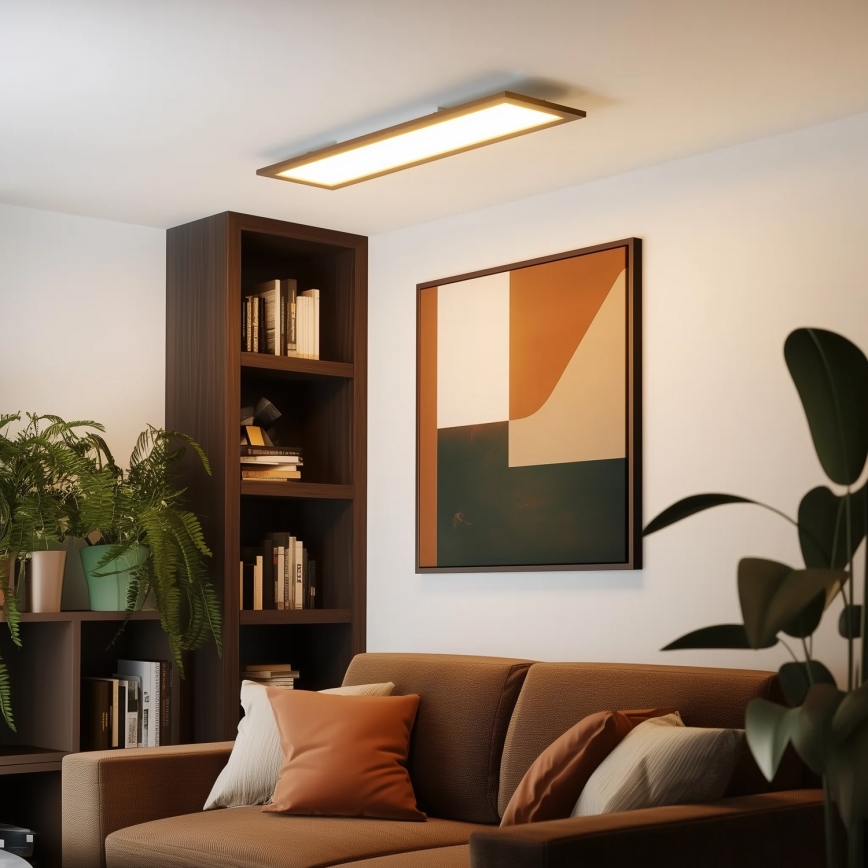 Brilagi - Plafonieră LED reglabilă SLIMFRAME WOOD, LED/58W/230V, 124x34 cm, 3000-6000K, maro închis + telecomandă