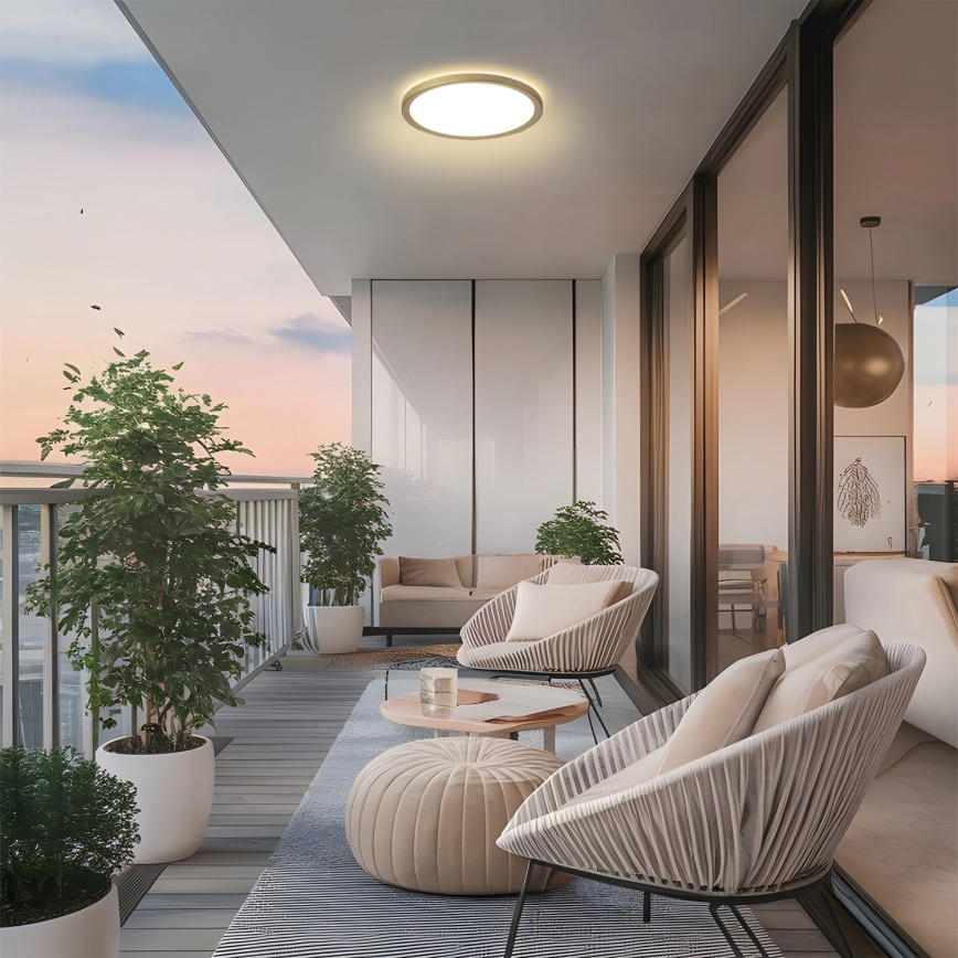 Brilagi - Plafonieră LED Ultra Slim pentru baie, 12W, 230V, Ø 22,5 cm, auriu, IP54