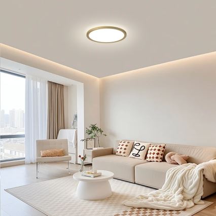 Brilagi - Plafonieră LED Ultra Slim pentru baie, 12W, 230V, Ø 22,5 cm, auriu, IP54