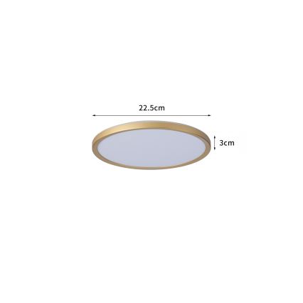 Brilagi - Plafonieră LED Ultra Slim pentru baie, 12W, 230V, Ø 22,5 cm, auriu, IP54