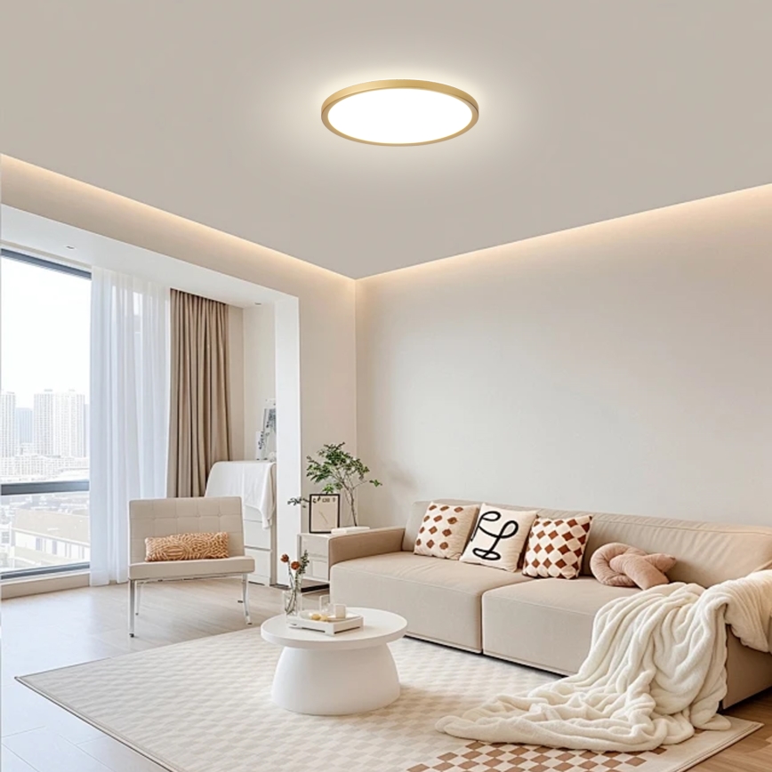 Brilagi - Plafonieră LED pentru baie ULTRA SLIM, 18W, 230V, Ø 30 cm, auriu, IP54