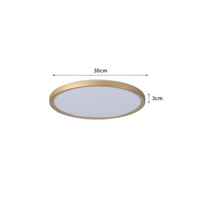 Brilagi - Plafonieră LED pentru baie ULTRA SLIM, 18W, 230V, Ø 30 cm, auriu, IP54