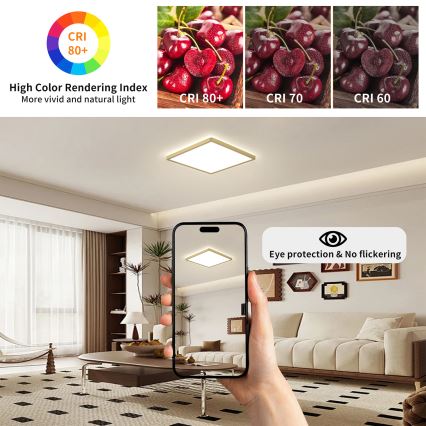 Brilagi - Plafonieră LED pentru baie ULTRA SLIM LED/18W/230V 30x30 cm aurie IP54