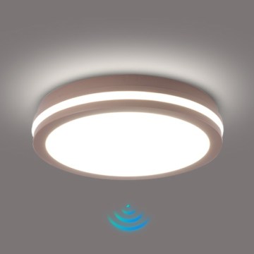 Brilagi - Corp de iluminat LED pentru exterior cu senzor BENE LED/24W/230V diametru 26 cm maro IP54