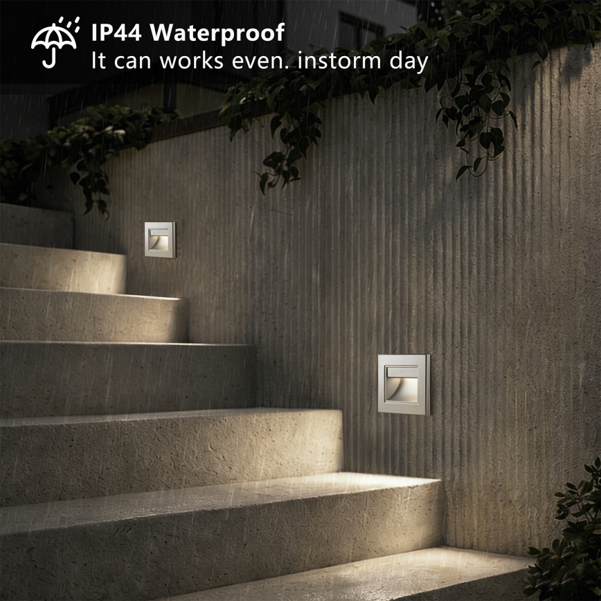Brilagi - Corp de iluminat LED pentru scări STEP LIGHT, 1,5W/230V, IP44, argintiu