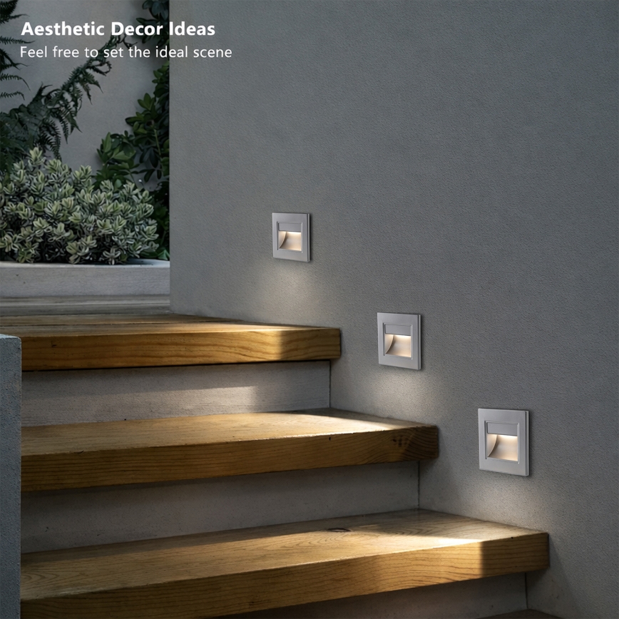 Brilagi - Corp de iluminat LED pentru scări STEP LIGHT, 1,5W/230V, IP44, argintiu