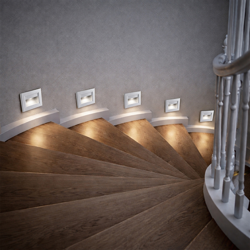 Brilagi - Corp de iluminat LED pentru scări STEP LIGHT, 1,5W/230V, IP44, argintiu