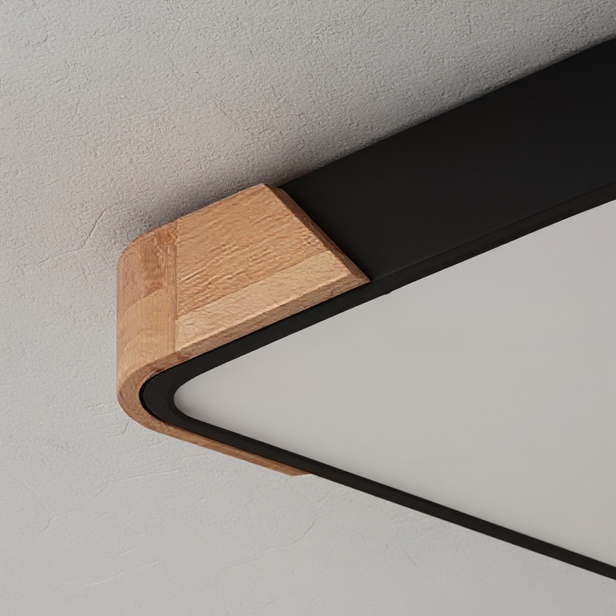 Brilagi - Plafonieră LED dimabilă PILANA LED/48W/230V 3000-6500K stejar/negru 42x42 cm + telecomandă