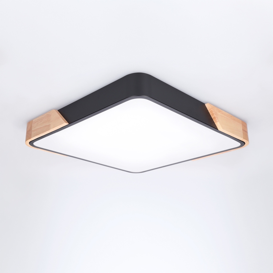 Brilagi - Plafonieră LED dimabilă PILANA LED/48W/230V 3000-6500K stejar/negru 42x42 cm + telecomandă