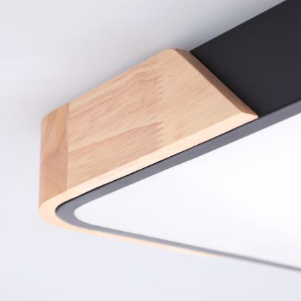 Brilagi - Plafonieră LED dimabilă PILANA LED/48W/230V 3000-6500K stejar/negru 42x42 cm + telecomandă