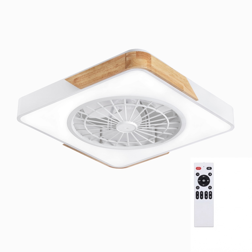 Brilagi - Plafonieră LED dimabilă cu ventilator LED/38W/230V 3000-6500K 50x50 cm alb/stejar + telecomandă