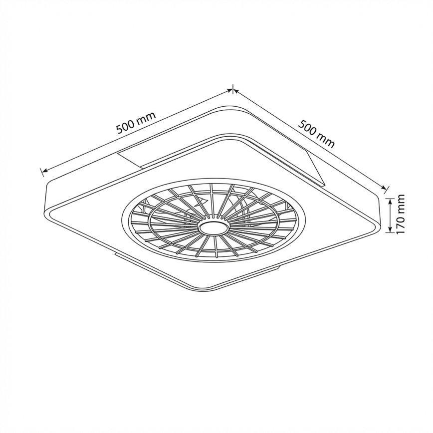Brilagi - Plafonieră LED dimabilă cu ventilator LED/38W/230V 3000-6500K 50x50 cm alb/stejar + telecomandă