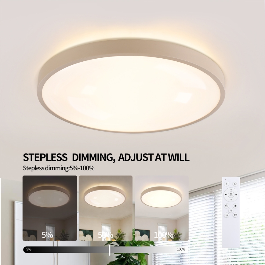 Brilagi - Plafonieră LED reglabilă GLASS POOL DOUBLE LED/60W/230V 3000-6000K 50 cm bej + telecomandă