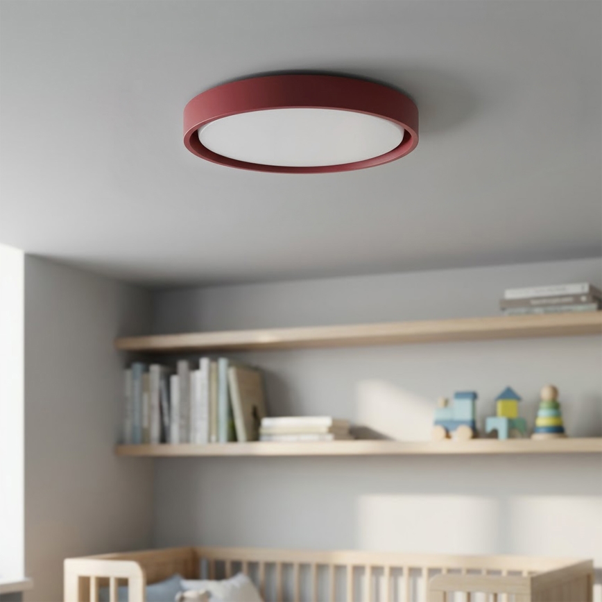 Brilagi - Plafonieră LED cu intensitate reglabilă MATTEO, 48W, 230V, 3000–6500K, Ø41 cm, roșie + telecomandă