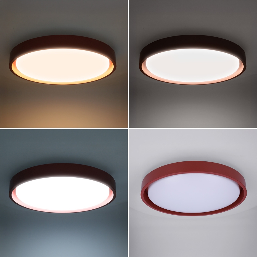 Brilagi - Plafonieră LED cu intensitate reglabilă MATTEO, 48W, 230V, 3000–6500K, Ø41 cm, roșie + telecomandă