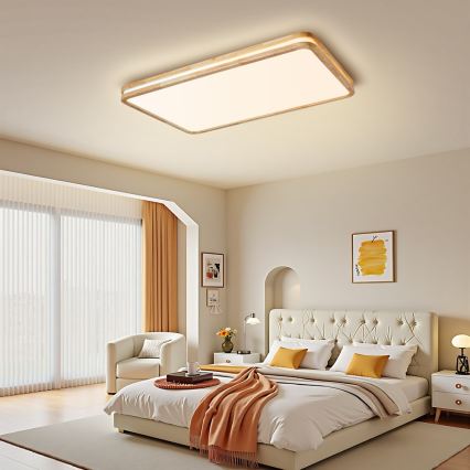 Brilagi - Lampă de tavan LED reglabilă MOLINA SQUARE LED/128W/230V 3000-6000K stejar 90x60 cm + telecomandă