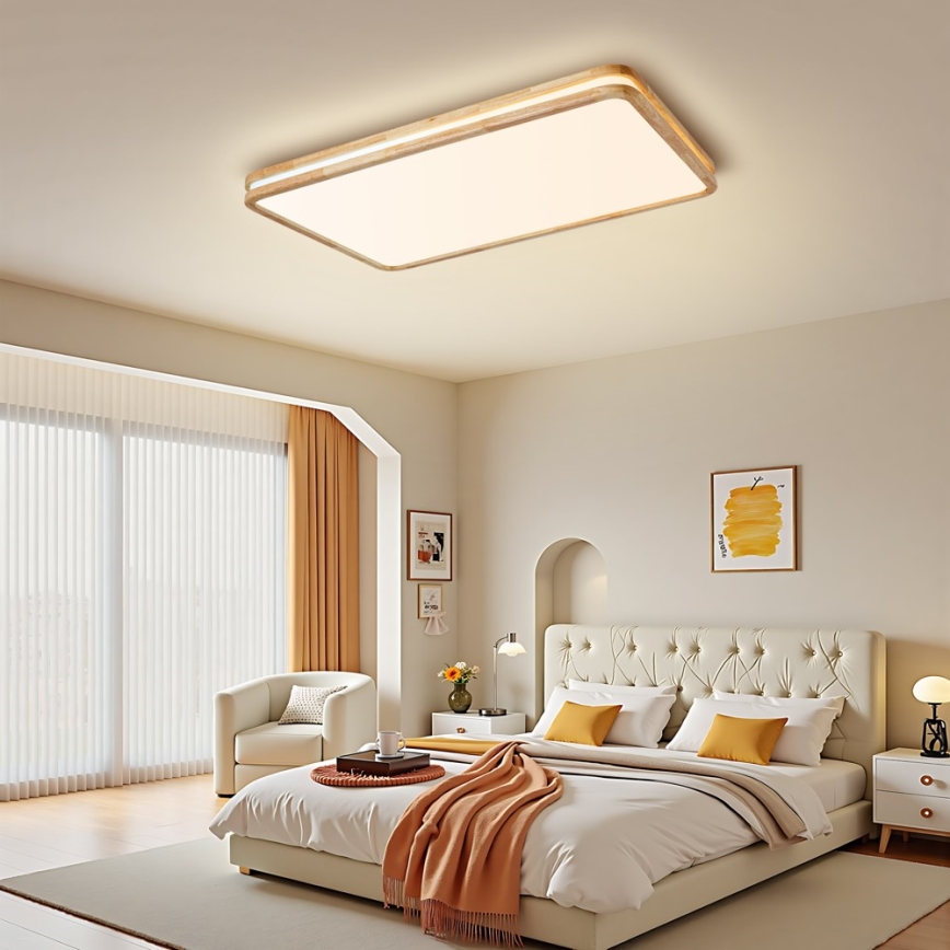 Brilagi - Lampă de tavan LED reglabilă MOLINA SQUARE LED/128W/230V 3000-6000K stejar 90x60 cm + telecomandă