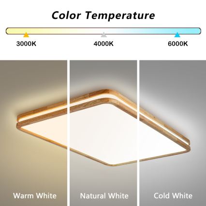 Brilagi - Lampă de tavan LED reglabilă MOLINA SQUARE LED/128W/230V 3000-6000K stejar 90x60 cm + telecomandă