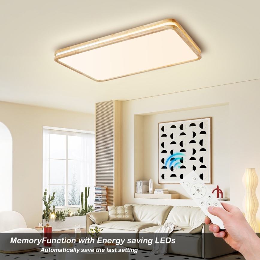 Brilagi - Lampă de tavan LED reglabilă MOLINA SQUARE LED/128W/230V 3000-6000K stejar 90x60 cm + telecomandă