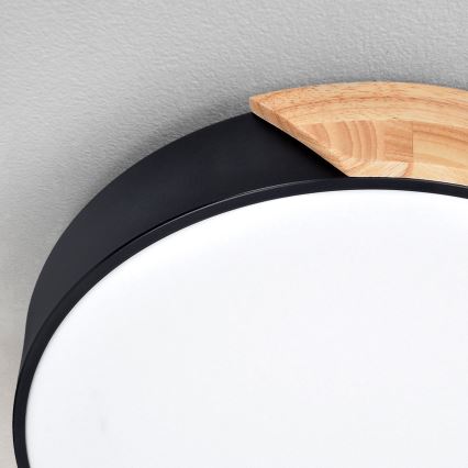 Brilagi - Plafonieră LED dimmabilă PILANA, LED/60W/230V, 3000-6500K, stejar/negru Ø 60 cm + telecomandă