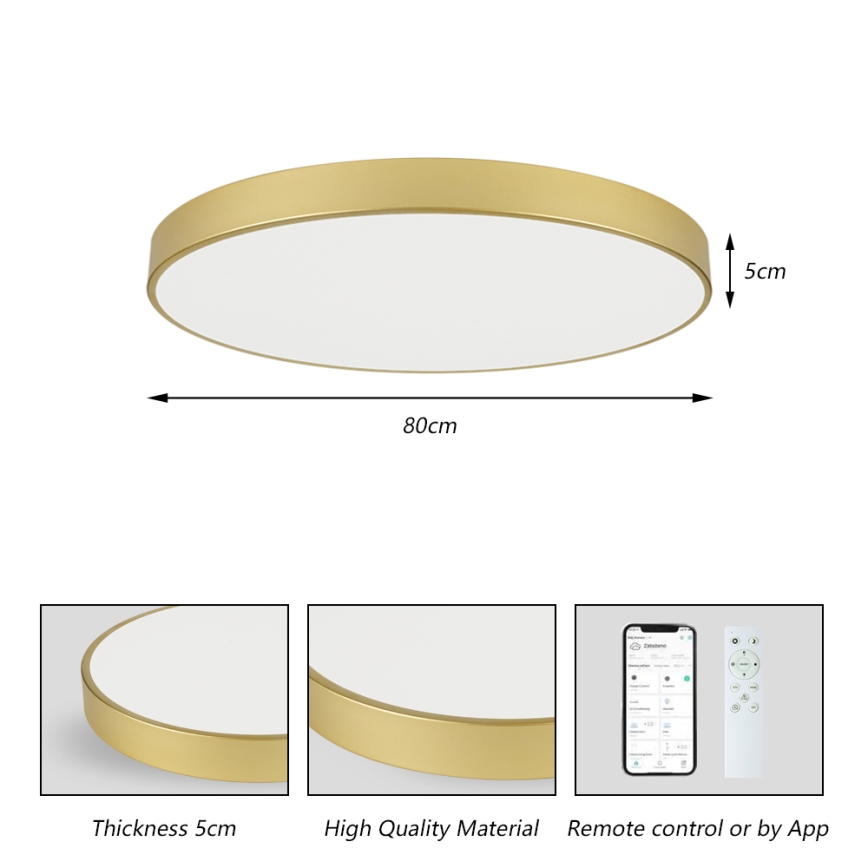 Brilagi - Plafonieră LED reglabilă POOL SMART LED/100W/230V 3000-6000K 80 cm aurie Wi-Fi Tuya + telecomandă