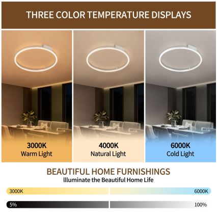Brilagi - Plafonieră LED dimabilă PORTOFINO LED/60W/230V 3000-6000K Ø 80 cm argintie + telecomandă