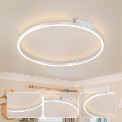 Brilagi - Plafonieră LED dimabilă PORTOFINO LED/60W/230V 3000-6000K Ø 80 cm argintie + telecomandă