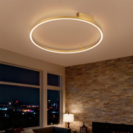 Brilagi - Plafonieră LED dimabilă PORTOFINO LED/60W/230V 3000-6000K Ø 80 cm finisaj auriu + telecomandă