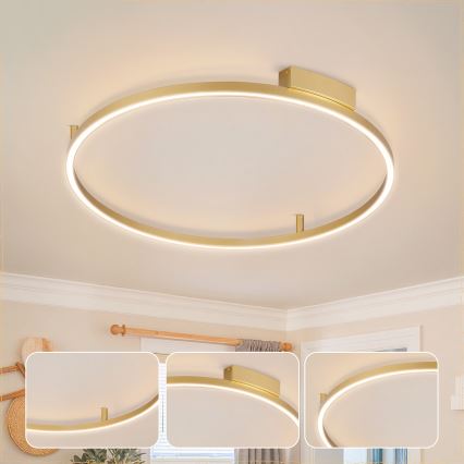 Brilagi - Plafonieră LED dimabilă PORTOFINO LED/60W/230V 3000-6000K Ø 80 cm finisaj auriu + telecomandă