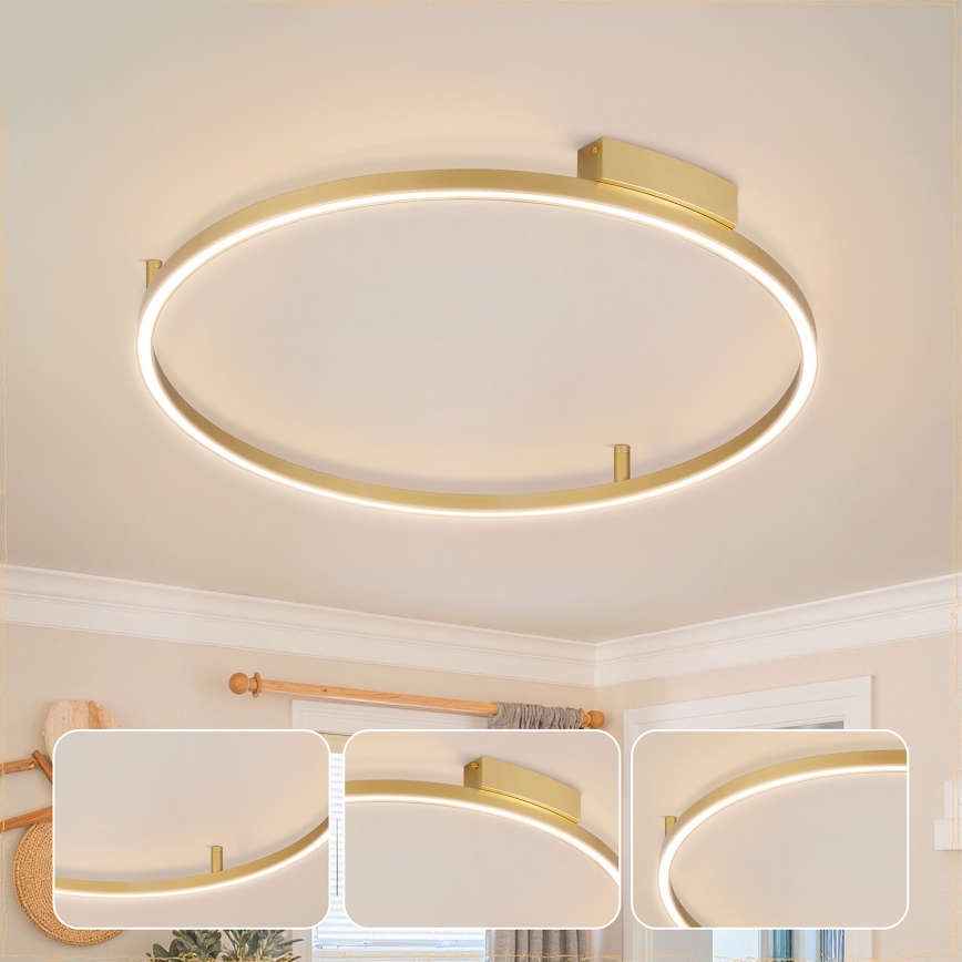Brilagi - Plafonieră LED dimabilă PORTOFINO LED/60W/230V 3000-6000K Ø 80 cm finisaj auriu + telecomandă