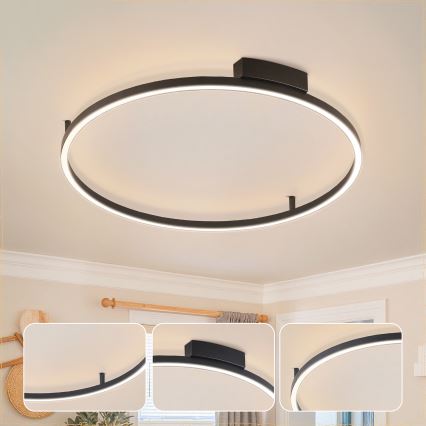 Brilagi - Lampă de tavan LED reglabilă PORTOFINO LED/60W/230V 3000-6000K Ø 80 cm negru + telecomandă