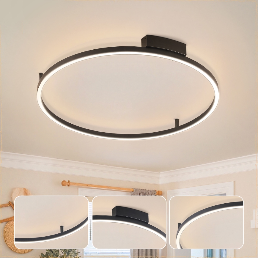 Brilagi - Lampă de tavan LED reglabilă PORTOFINO LED/60W/230V 3000-6000K Ø 80 cm negru + telecomandă