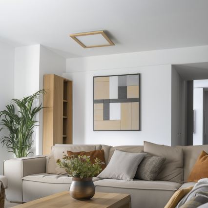 Brilagi - Plafonieră LED reglabilă SLIMFRAME WOOD LED/36W/230V 49,5x49,5 cm 3000-6000K maro + telecomandă