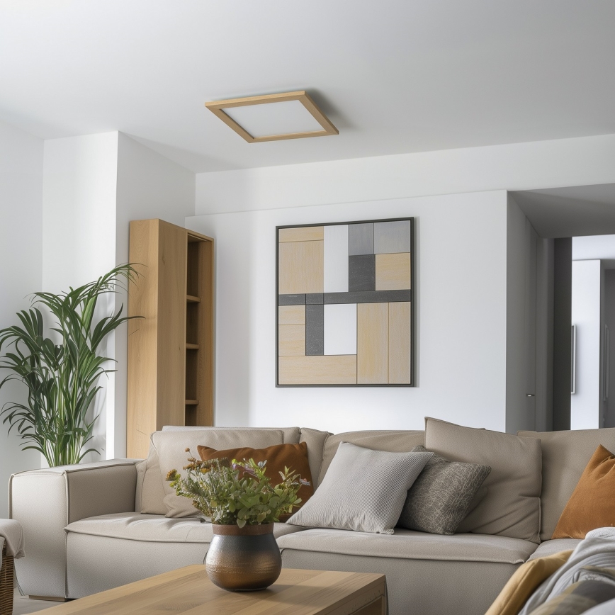 Brilagi - Plafonieră LED reglabilă SLIMFRAME WOOD LED/36W/230V 49,5x49,5 cm 3000-6000K maro + telecomandă