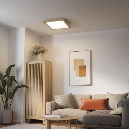 Brilagi - Plafonieră LED reglabilă SLIMFRAME WOOD LED/36W/230V 49,5x49,5 cm 3000-6000K maro + telecomandă