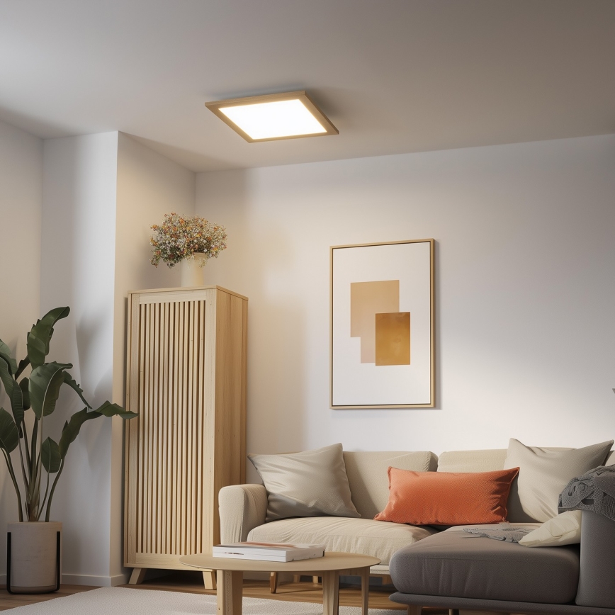 Brilagi - Plafonieră LED reglabilă SLIMFRAME WOOD LED/36W/230V 49,5x49,5 cm 3000-6000K maro + telecomandă
