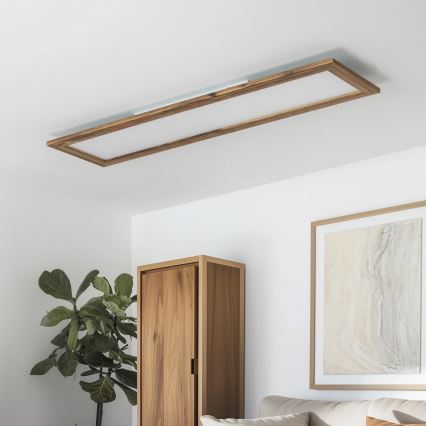 Brilagi - Lampă de tavan LED dimabilă SLIMFRAME WOOD LED/58W/230V 124x33,7 cm 3000-6000K maro + telecomandă