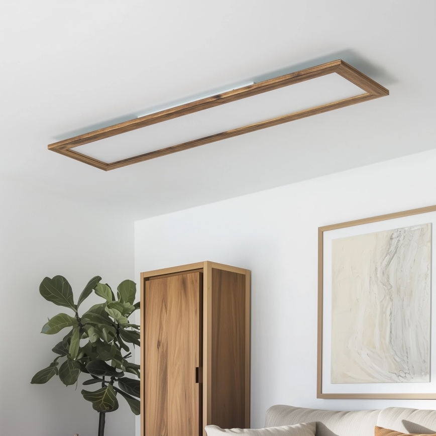 Brilagi - Lampă de tavan LED dimabilă SLIMFRAME WOOD LED/58W/230V 124x33,7 cm 3000-6000K maro + telecomandă