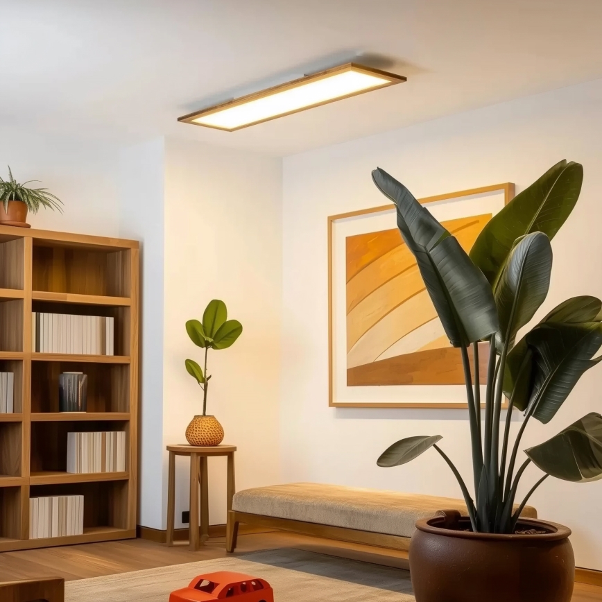 Brilagi - Lampă de tavan LED dimabilă SLIMFRAME WOOD LED/58W/230V 124x33,7 cm 3000-6000K maro + telecomandă