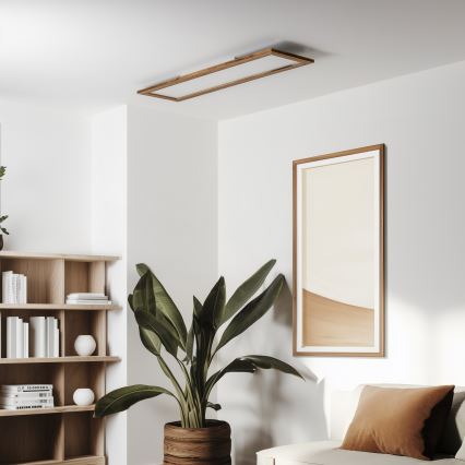 Brilagi - Lampă de tavan LED dimabilă SLIMFRAME WOOD LED/58W/230V 124x33,7 cm 3000-6000K maro + telecomandă