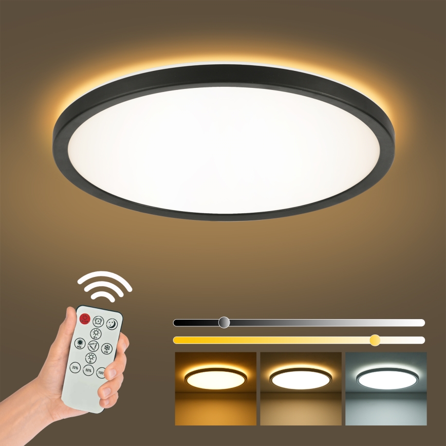 Brilagi - Plafonieră LED dimabilă ULTRA SLIM, 18W, 230V, 2700–6500K, Ø 30 cm, negru, cu telecomandă