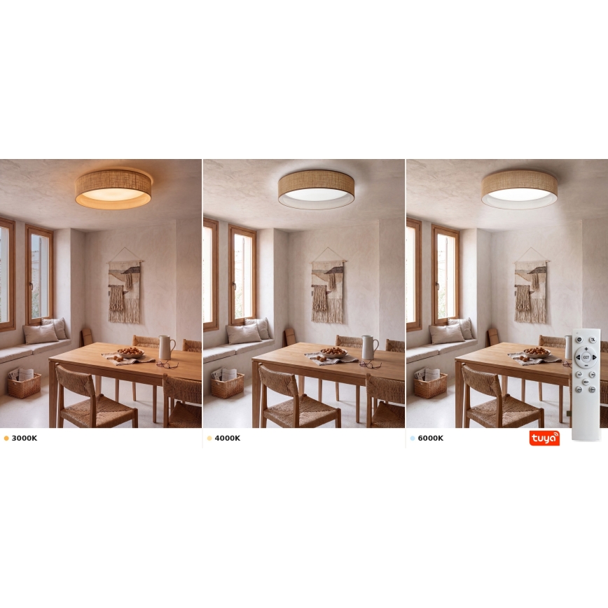 Brilagi - Plafonieră LED dimabilă VELVET SMARTIX STARS LED/36W/230V 3000-6000K diam. 55 cm bej Wi-Fi Tuya Beacon + telecomandă