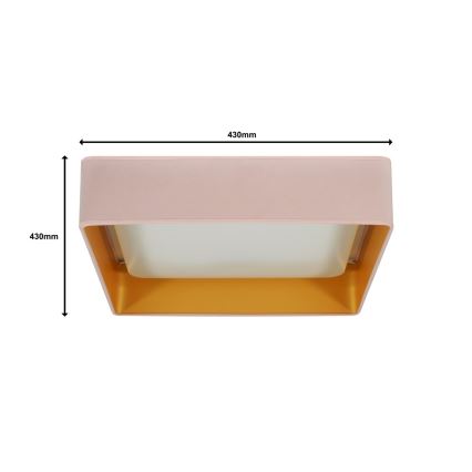 Brilagi - Plafonieră LED dimabilă VELVET SQUARE LED/24W/230V 43x43 cm 3000/4000/6500K + telecomandă roz inclusă